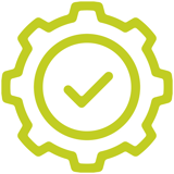 Gear with checkmark icon